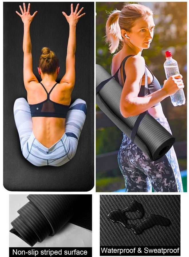 Chase Up Yoga Mat Non Slip, Yoga Mat with Strap Included 10mm Thick Exercise Mat Ideal for HiiT, Pilates, Yoga and Many Other Home Workouts  - Image 3