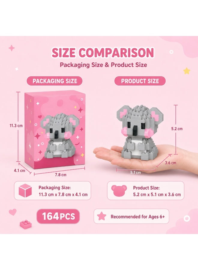 1 Set 164 Pcs Koala Shaped Micro Building Blocks, DIY Educational Assembly Toy With Fixed Dimensions, For Hands-on Ability Training Of Children Aged 6 And Above - Image 5