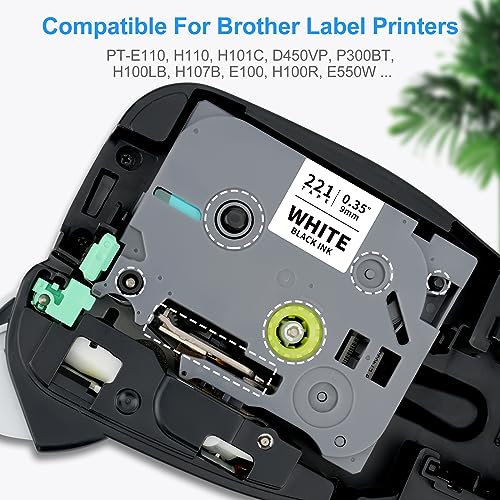 Absonic Tz-221 9mm 0.35" Label Maker Tape Compatible for Brother Tze-221 9mm 0.35" Laminated Black on White P Touch Tz Tze Label Tape 3/8" Work for Ptouch PTH100 PTH110 PTD600 PTD400 PTD210, 4-Pack - Image 3