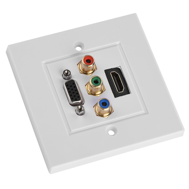 مقبس لوحة الحائط HDMI VGA 3RCA - لوحة ABS مقاومة للهب ومتينة - توصيل مرن بدون لحام، مقبس لوحة وسائط متعددة لأعمال التمديدات في المنزل والمكتب - Image 2
