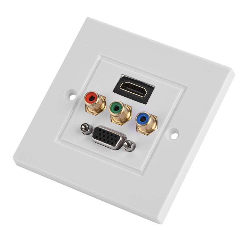 مقبس لوحة الحائط HDMI VGA 3RCA - لوحة ABS مقاومة للهب ومتينة - توصيل مرن بدون لحام، مقبس لوحة وسائط متعددة لأعمال التمديدات في المنزل والمكتب - Image 4