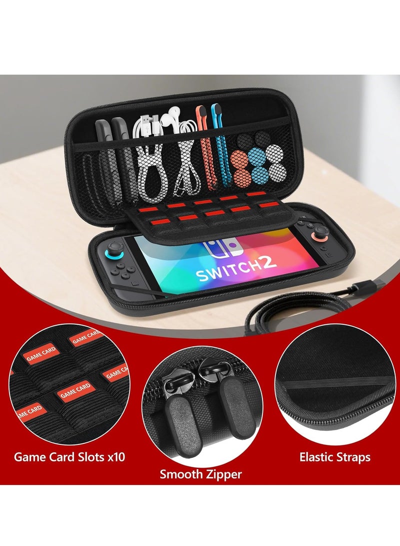 LAIAOCISI Travel Carrying Case Compatible with Nintendo Switch 2 (2025) with 10-Card Slot, Switch 2 Accessories Kit with ScreenProtector, Joycons Key Caps - Image 5