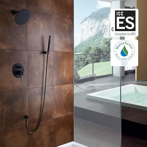 sumerain Black Shower Fixtures, Matte Black Shower Faucet Set, Black Shower System with Rain Shower and Handheld,sumerain - Image 2