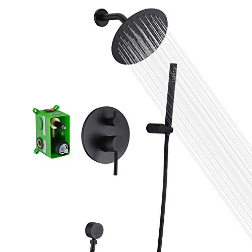 sumerain Black Shower Fixtures, Matte Black Shower Faucet Set, Black Shower System with Rain Shower and Handheld,sumerain - Image 1