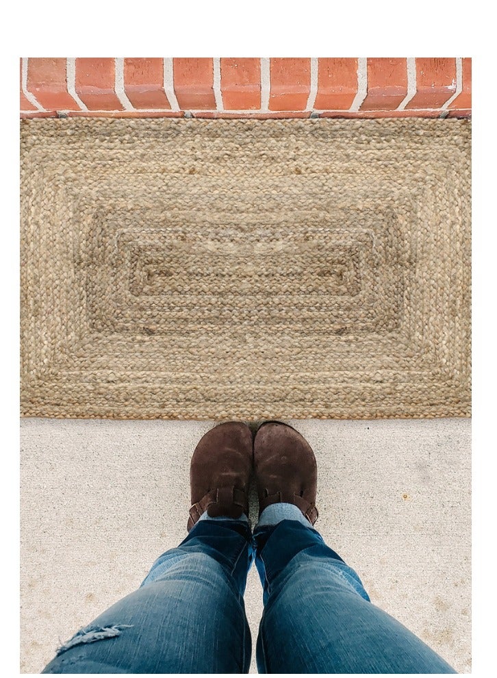 Raymond 3x5 Feet Jute Rug Handwoven - Natural Braided Living Room Carpet | Non-Slip Eco Floor Mat for Bedroom, Dining & Entryway - Image 2