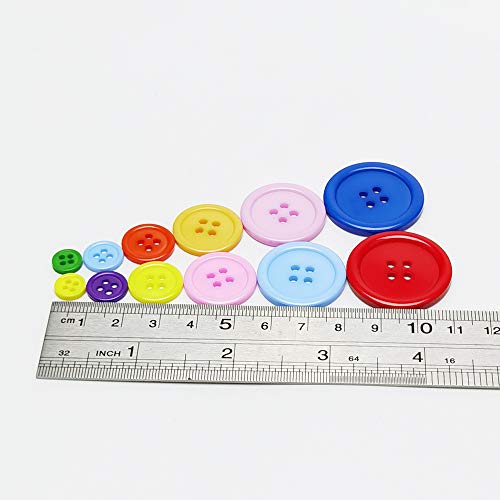 Chenkou Craft Mix Color Plastic Resin Circle Big Button 4 Holes DIY Craft Sewing 5/8"(15mm) Random 100pcs (Mix, 5/8"(15mm)) - Image 3