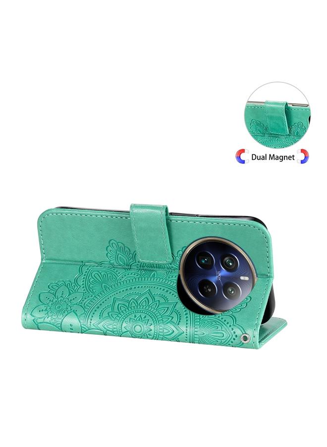 اس-توب جراب لهاتف Realme 13 Pro / 13 Pro+ / P1 Pro جراب هاتف جلدي منقوش عليه زهور بسبع بتلات - Image 5