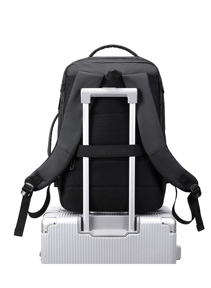 Rl-1920 Laptop Expandable Backpack 15.6-inch Backpack Bag Waterproof Business USB - Black