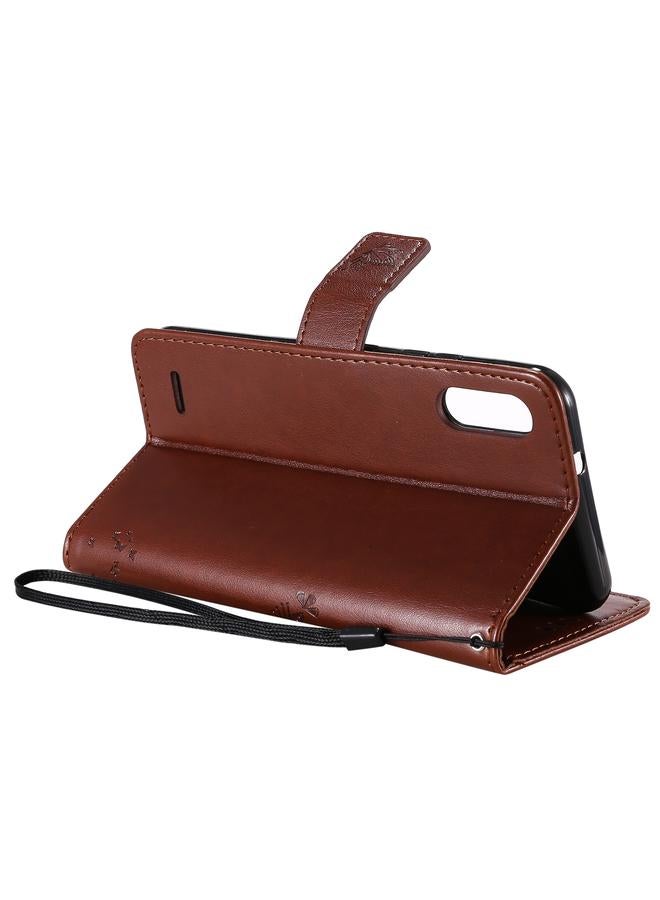 اس-توب جراب لهاتف LG K22 / K22 Plus، جراب من جلد البولي يوريثان بطباعة مضغوطة بنمط شجرة وقط، مع حامل وفتحات للبطاقات ومحفظة وحبل تعليق - Image 5