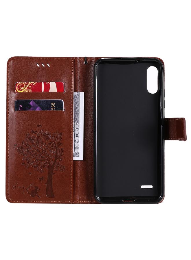 اس-توب جراب لهاتف LG K22 / K22 Plus، جراب من جلد البولي يوريثان بطباعة مضغوطة بنمط شجرة وقط، مع حامل وفتحات للبطاقات ومحفظة وحبل تعليق - Image 4