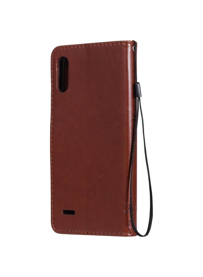 اس-توب جراب لهاتف LG K22 / K22 Plus، جراب من جلد البولي يوريثان بطباعة مضغوطة بنمط شجرة وقط، مع حامل وفتحات للبطاقات ومحفظة وحبل تعليق - Image 3