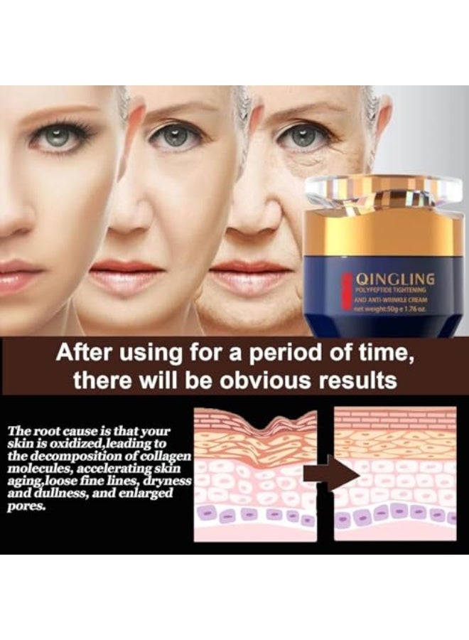 QINGLING Polypeptide Tightening And Anti -Wrinkle Cream,Wrinkle Removal Cream,  Anti Aging Moisturizer for Firming Face 50g (1pcs) - Image 3