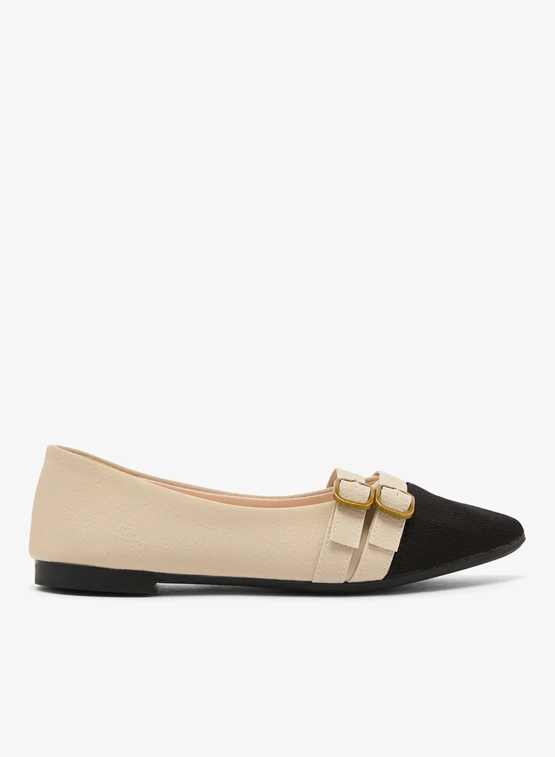 ايلا Buckle Strap Detail Pointed Toe Ballet Flats