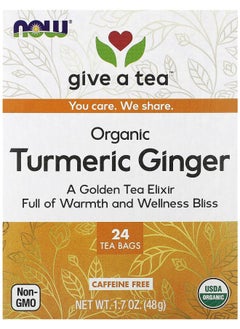 now Organic Turmeric Ginger Caffeine Free  24 Tea Bags 1.7 oz (48 g) 