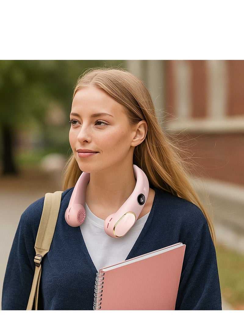 Y&D The New Leafless Neck Fan Usb Rechargeable Digital Display Mute Outdoor Portable Mini Neck Small Fan  - Image 3