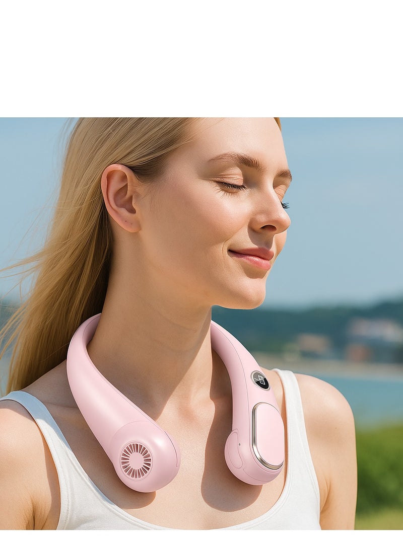 Y&D The New Leafless Neck Fan Usb Rechargeable Digital Display Mute Outdoor Portable Mini Neck Small Fan  - Image 2