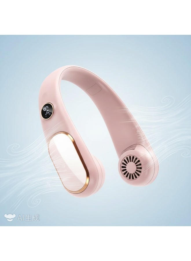 Y&D （Pink）Portable Neck Fan Bladeless Wearable Personal Fan with 360°Cooling Airflow USB-C-type Rechargeable Personal Neck Fan Quiet Wearable Fan with 4 Wind Speed for Sports Outdoor Indoor - Image 1