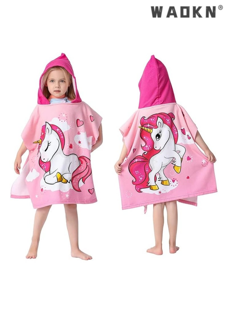 WAOKN Kids Hooded Towel, Kids Bath Towel, Microfiber Bath Towel, Super Soft Robe Poncho Bathrobe, Swimming Beach Holiday Water Playing Pool Bath Cover Ups for 1 to 6 Years Toddler Boys Girls  - Image 1