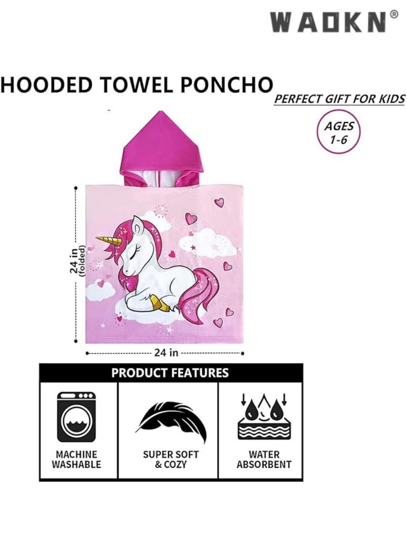 WAOKN Kids Hooded Towel, Kids Bath Towel, Microfiber Bath Towel, Super Soft Robe Poncho Bathrobe, Swimming Beach Holiday Water Playing Pool Bath Cover Ups for 1 to 6 Years Toddler Boys Girls  - Image 4