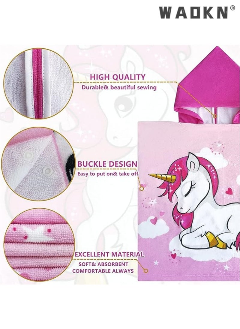 WAOKN Kids Hooded Towel, Kids Bath Towel, Microfiber Bath Towel, Super Soft Robe Poncho Bathrobe, Swimming Beach Holiday Water Playing Pool Bath Cover Ups for 1 to 6 Years Toddler Boys Girls  - Image 3