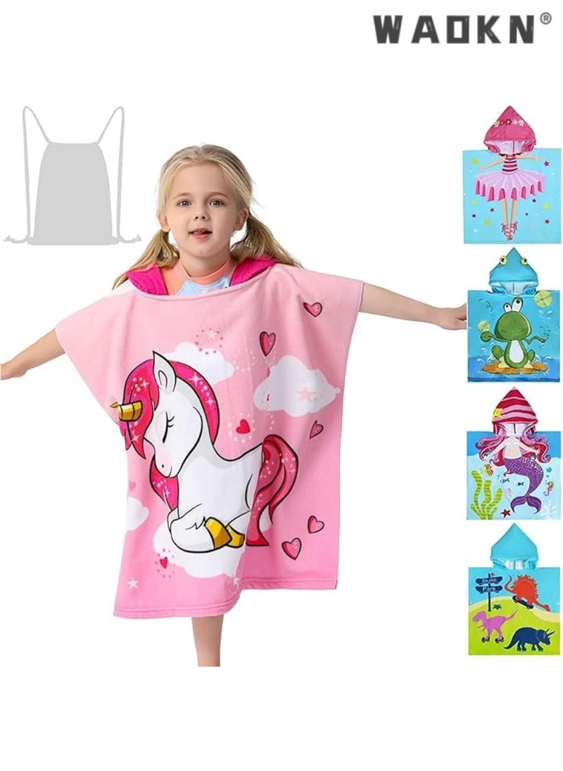 WAOKN Kids Hooded Towel, Kids Bath Towel, Microfiber Bath Towel, Super Soft Robe Poncho Bathrobe, Swimming Beach Holiday Water Playing Pool Bath Cover Ups for 1 to 6 Years Toddler Boys Girls  - Image 5