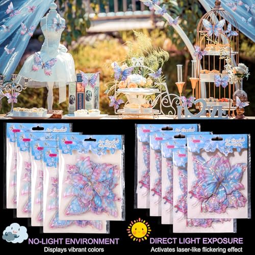 Buiory 3D Butterfly Wall Decor - 50PCS Removable PVC Butterflies Wall Stickers- Multi-Size (2.8"-3.9")- DIY Removable Wall Art Decal for Kids Room, Nursery, Bedroom, Classroom, Party Decoration (Colorful) - Image 3