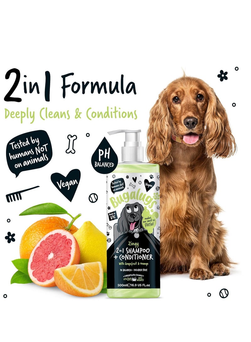 BUGALUGS Dog Shampoo and Conditioner Zingy 2 in 1 Grapefruit and Orange dog grooming shampoo products for smelly dogs with fragrance best puppy shampoo professional groom Vegan pet 500ml Shampoo - Image 4