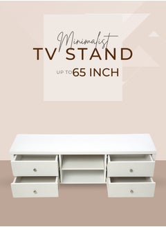 AFT Slim Minimalist Design TV Cabinet/-Table / Mid Century Modern Design TV Cabinet / Table / stand with Four Drawers and Sturdy MDF Frame, Perfect for Modern Living Rooms and Entertainment Spaces, Ideal for Home Theaters and Media Rooms, Offering Stylish Storage Solutions for TVs Up to 65 Inches. Rustic Farmhouse TV Cabinet with Four Drawer, Perfect for Adding Charm to Any Home Décor. Transform your living space with our MDF TV stand featuring four drawers and open shelves—where modern design meets practical functionality. Enjoy movie nights, gaming sessions, and family gatherings in style. (White) Arfan  - Image 4