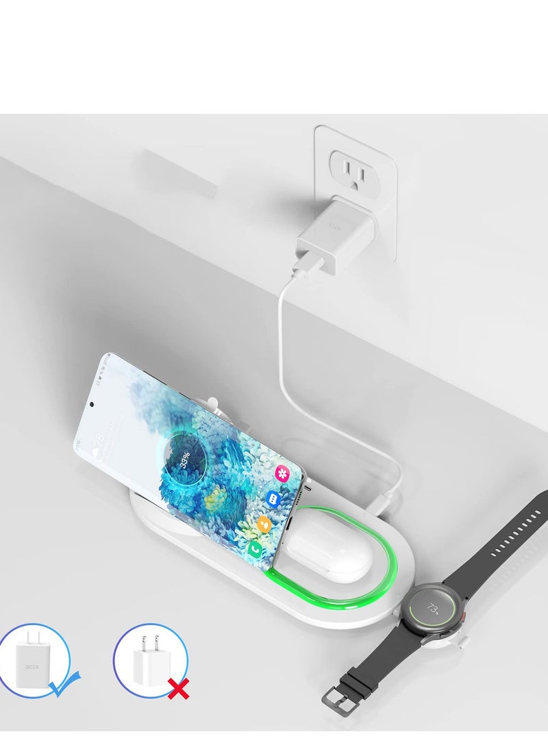 SYOSI 3 in 1 Wireless Charger, Wireless Charging Station for Samsung Galaxy S22/S21/S20/S10/Note 20/Z Flip 4/Z Fold 4, Detachable Samsung Watch Charger for Galaxy Watch 5/4/3/Active 2, Buds 2/Pro/+,White - Image 2
