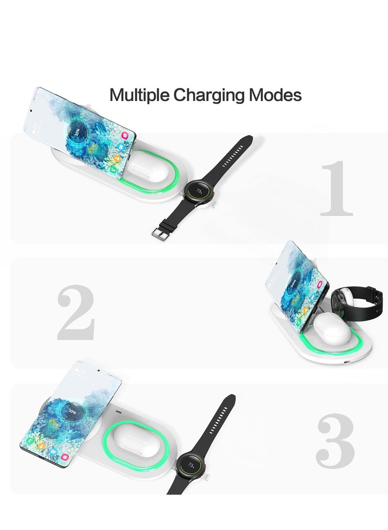 SYOSI 3 in 1 Wireless Charger, Wireless Charging Station for Samsung Galaxy S22/S21/S20/S10/Note 20/Z Flip 4/Z Fold 4, Detachable Samsung Watch Charger for Galaxy Watch 5/4/3/Active 2, Buds 2/Pro/+,White - Image 5