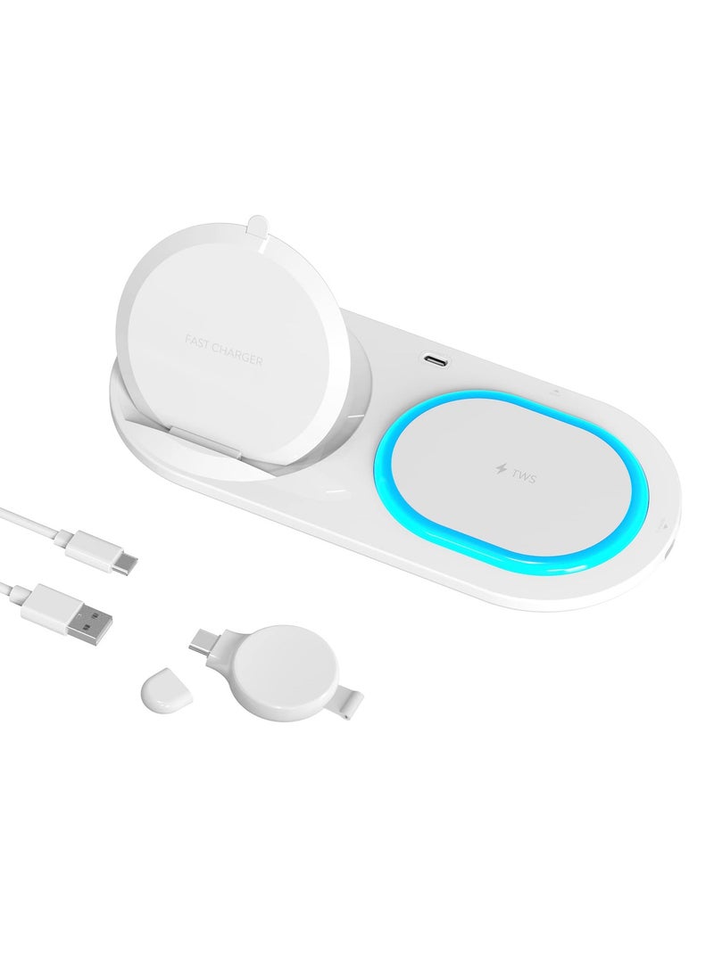 SYOSI 3 in 1 Wireless Charger, Wireless Charging Station for Samsung Galaxy S22/S21/S20/S10/Note 20/Z Flip 4/Z Fold 4, Detachable Samsung Watch Charger for Galaxy Watch 5/4/3/Active 2, Buds 2/Pro/+,White - Image 4