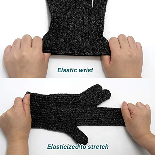 MIG4U Shower Scrub Gloves Exfoliating for Women and Men Medium to Heavy Bathing Remove Dead Skin Body Beauty Sponge Loofah Deep Cleansing (1 Pair, Black-Nylon) - Image 4