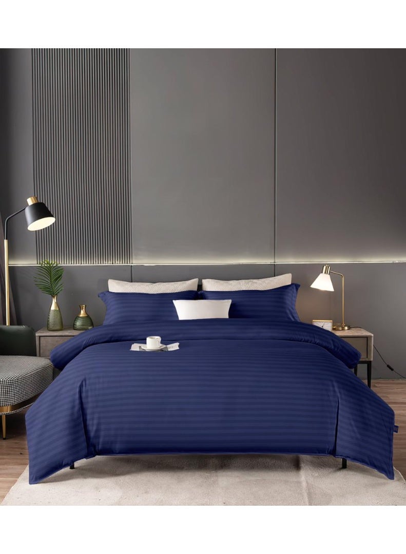 Hotel Style Super King Size Bedding Set with Duvet Quilt, Fitted Sheet, 4 Pillowcases, Soft Synthetic Cotton Microfiber Bed Linen Set 6 Pcs, Modern Design, Easy Care