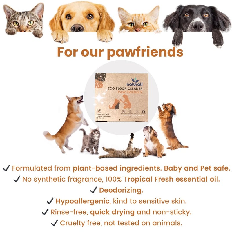 Naturali ECO Pet Floor Cleaner Sheets - Plant-based, Natural, Eco-Friendly, Strips - Fresh Scent - 36pcs - Image 2