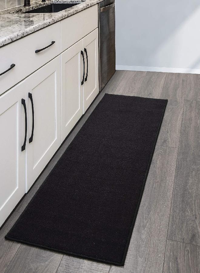 Ottomanson Machine Washable Modern Solid Design Non-Slip Rubberback 2x5 Traditional Runner Rug for hallway, Kitchen, Bedroom, Entryway, 20" x 59", Black - Image 4