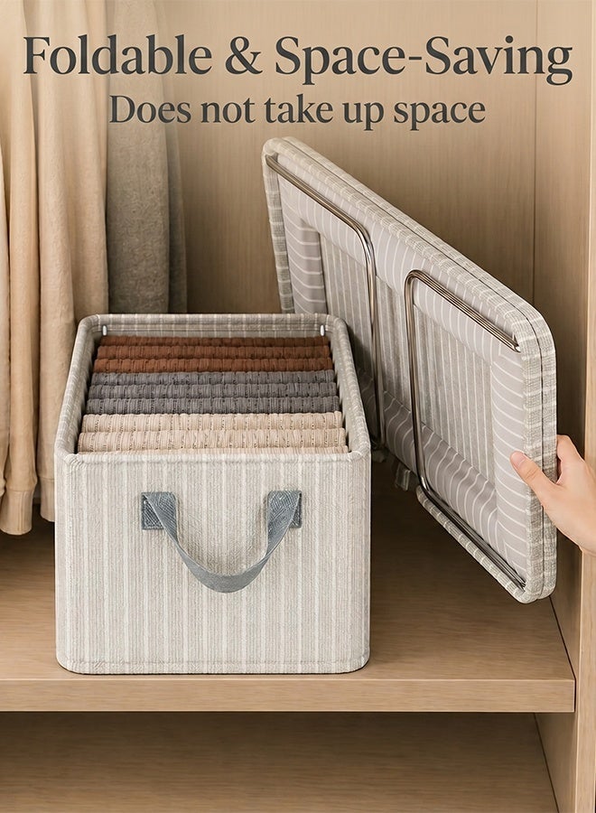 Wish Plus 3PCS Clothes Organizer Storage Box, Foldable Drawer Organizer, German Solingen Steel Reinforced, Durable & Non-Collapsing, Wardrobe Closet & Shelf Storage, Toy Storage, Laundry Room Organizer - Image 2