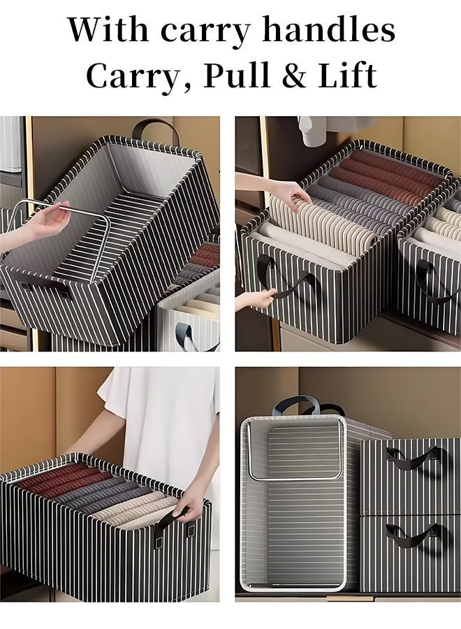 Wish Plus 3PCS Clothes Organizer Storage Box, Foldable Drawer Organizer, German Solingen Steel Reinforced, Durable & Non-Collapsing, Wardrobe Closet & Shelf Storage, Toy Storage, Laundry Room Organizer - Image 4