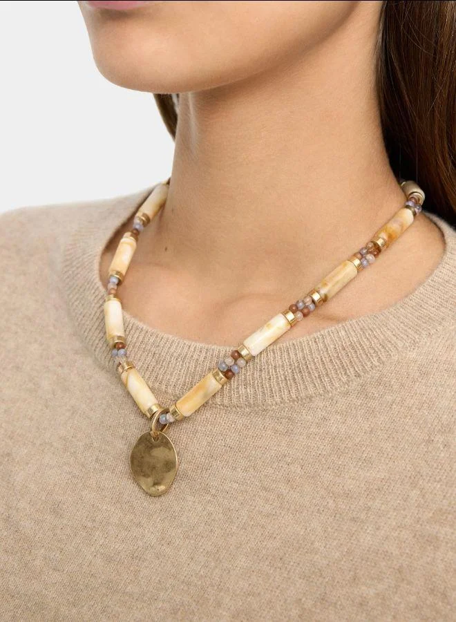 بارفوا عقد قصير مجزأ بتأثير حجري متعدد الألوان