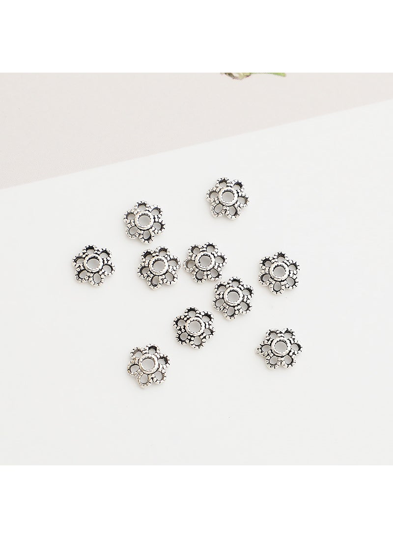 S925 Silver Thai Gold Plated Hollow Bead Cap DIY Jewelry Black Thai silver