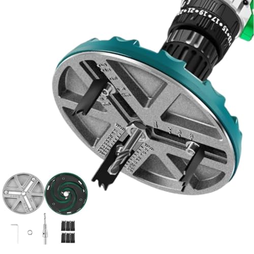 VENEKETY Adjustable Hole Saw 1.7-5.1 Inch, Universal Fit For Electric Drills, Includes 3 Alloy Blades, IPunch Saw for Woodworking Drill Cutter 45-130mm Diameter Hole Opening Cutting Depth 30mm - Image 1
