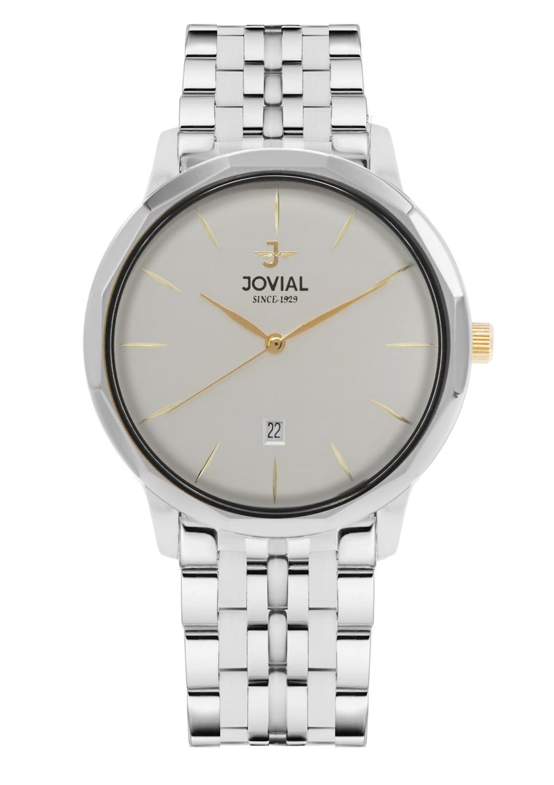 JOVIAL 5089 GSMQ02E Men's Metal Band Watch, Simple, Elegant, Stainless Steel band, Grey dial, Quartz Movement, 41MM - Image 1