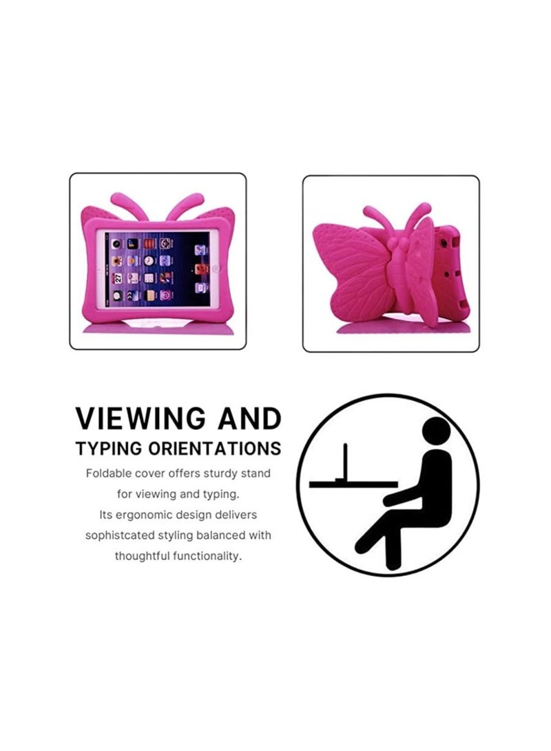 IPad 10.2 Inch Case For Kids 8th 2020 3D Cute Cartoon Butterfly Cover Non-Toxic EVA Foam Wings Kickstand Shockproof Bumper Girl Boy Gift Rose - Image 3