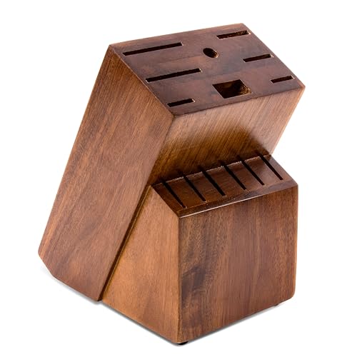RedCall Universal Knife Block HolderLarge Wood Bamboo Knife Block without Knives14 Slot Universal Knife Holder CountertopButcher Block Knife Storage Organizer for Kitchen Brown