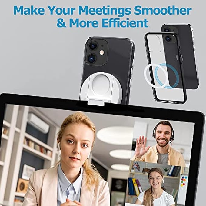 rayihni حامل كاميرا الاستمرارية لأجهزة ماك بوك المحمولة / آيفون 12 و 13 و 14، متوافق مع ماج سيف، لحامل كاميرا آيفون لنظام iOS 16 و macOS فينتورا، عرض المكتب متاح، يتضمن حلقة معدنية مغناطيسية - Image 3