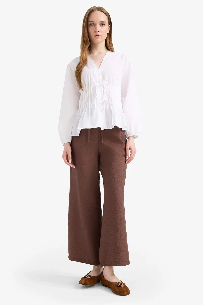 DeFacto Straight Fit Wide Leg Trousers