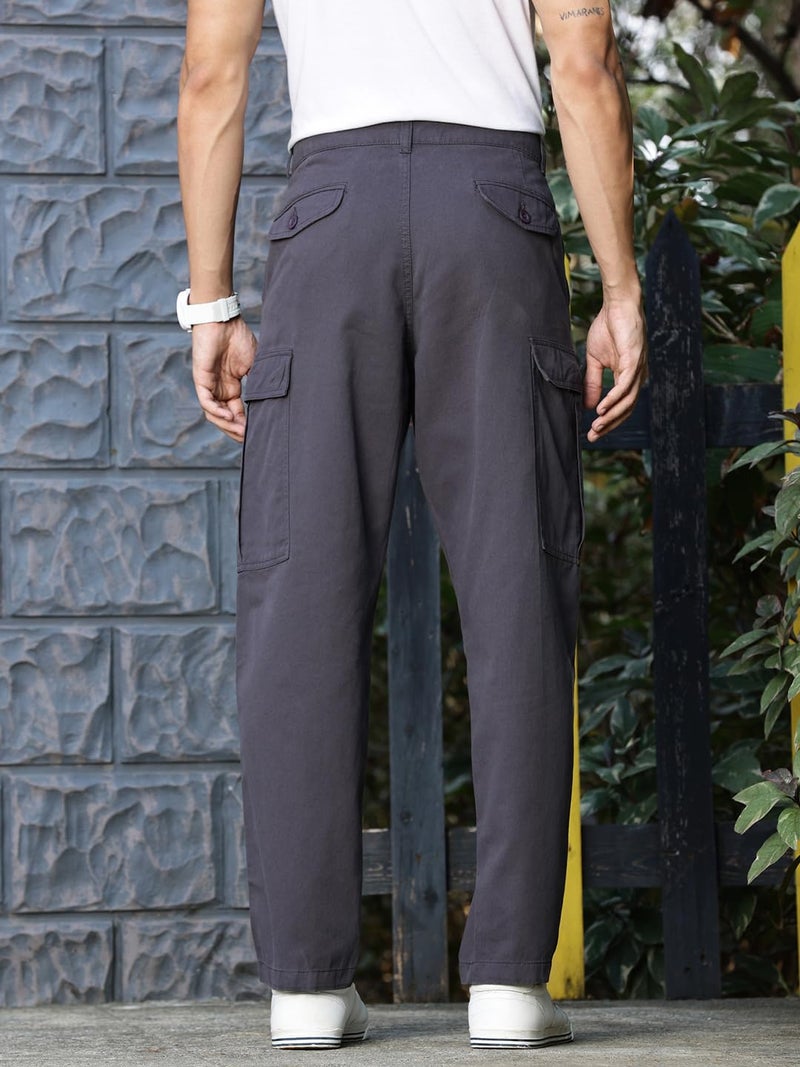 Thomas Scott Men's | Straight Fit | Mid-Rise | 100% Cotton | Solid | Button Closure | 7 Pockets | Woven | Cargo | Trouser (TSB030_Grey_38) - Image 4
