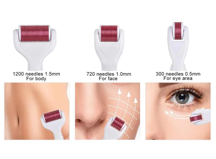 Lariox Derma Roller 4 in 1 Microneedling Derma Roller for Body and Facial Care Micro Needles Scar Roller for AntiWrinkles Stretch Marks Acne Micro Needle Roller 4 IN1 Derma Roller - Image 3