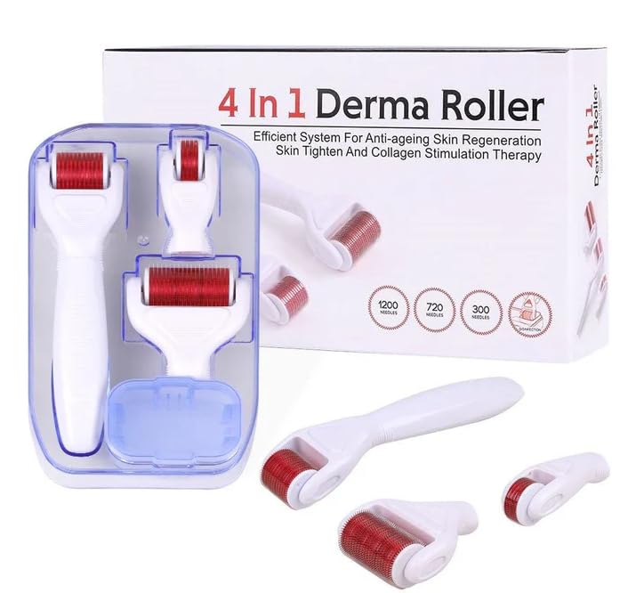 Lariox Derma Roller 4 in 1 Microneedling Derma Roller for Body and Facial Care Micro Needles Scar Roller for AntiWrinkles Stretch Marks Acne Micro Needle Roller 4 IN1 Derma Roller - Image 5
