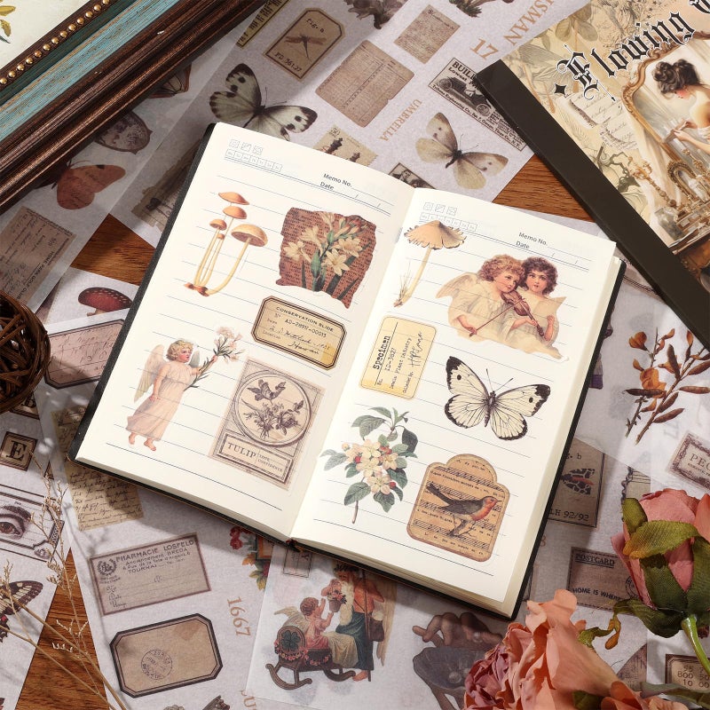 Auguro Vintage Ephemera Sticker 24 Sheets 480 precut washi Stickers Paper Journal Stickers for Adults Junk Journal Sticker Book Scrapbooking Supplies - Image 4