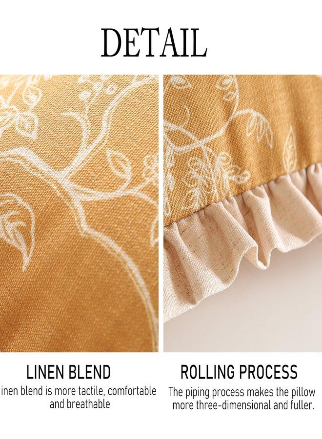 ISAENNE Design Rectangular Floral Linen Throw Pillow Covers 12"x20" Pack of 2, Ginger Simple Elegant Flower Pattern Cushion Covers Decor Pillowcases for Bed,Living Room,Outdoor,Car - Image 4